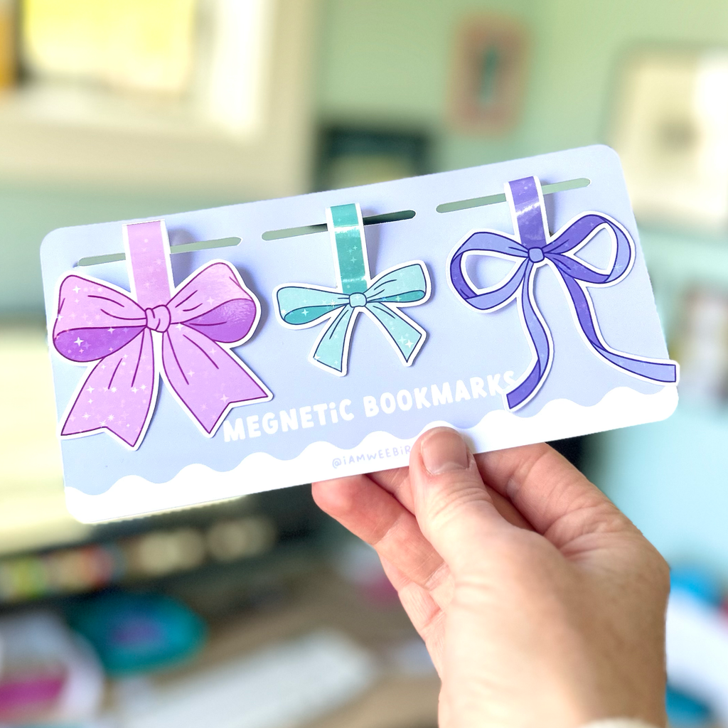 Set of 3 Coquette Bow Magnetic Bookmarks