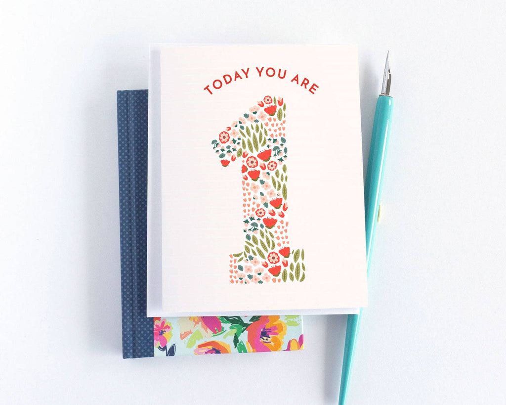 Floral First Birthday Card