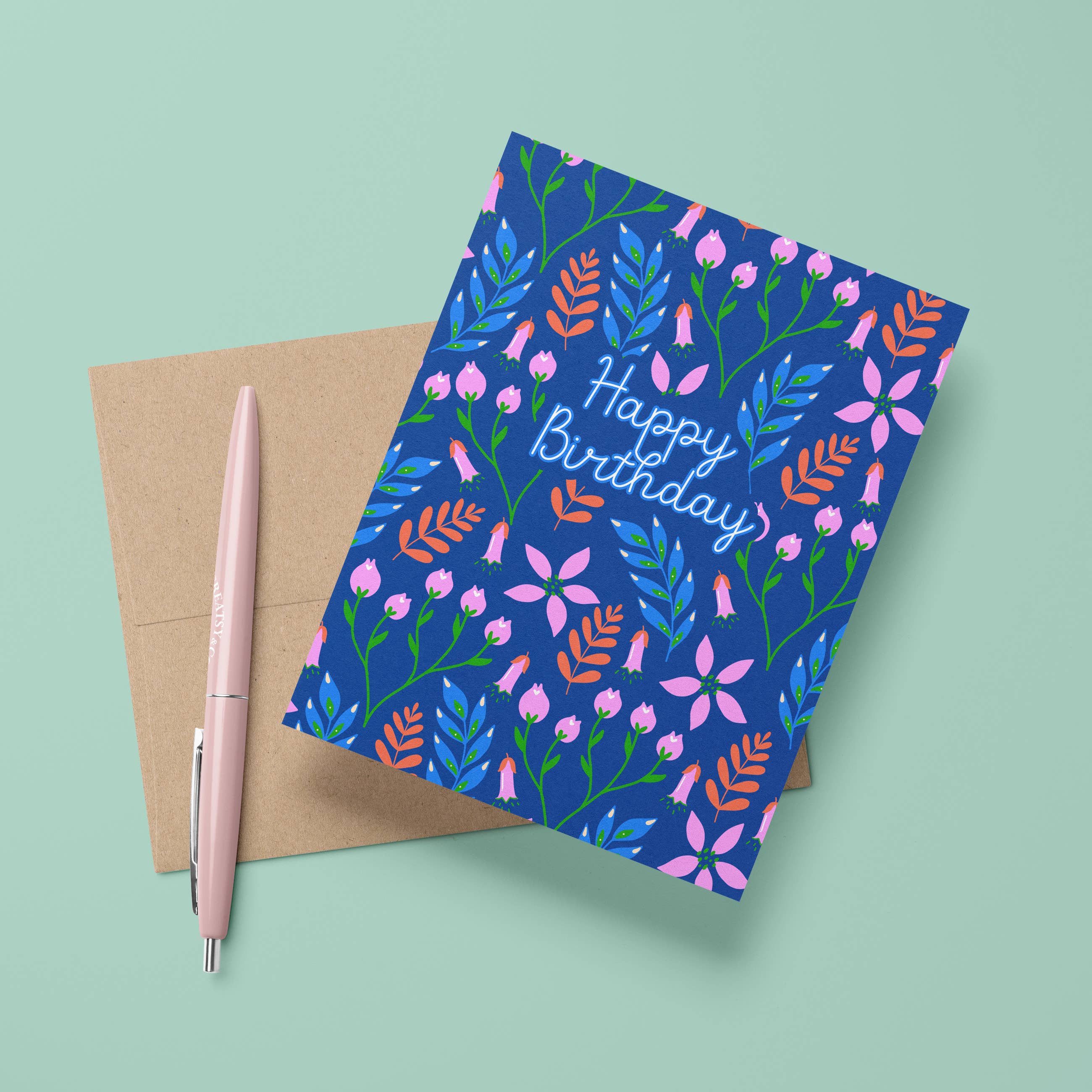 Floral Happy Birthday Greetings Card