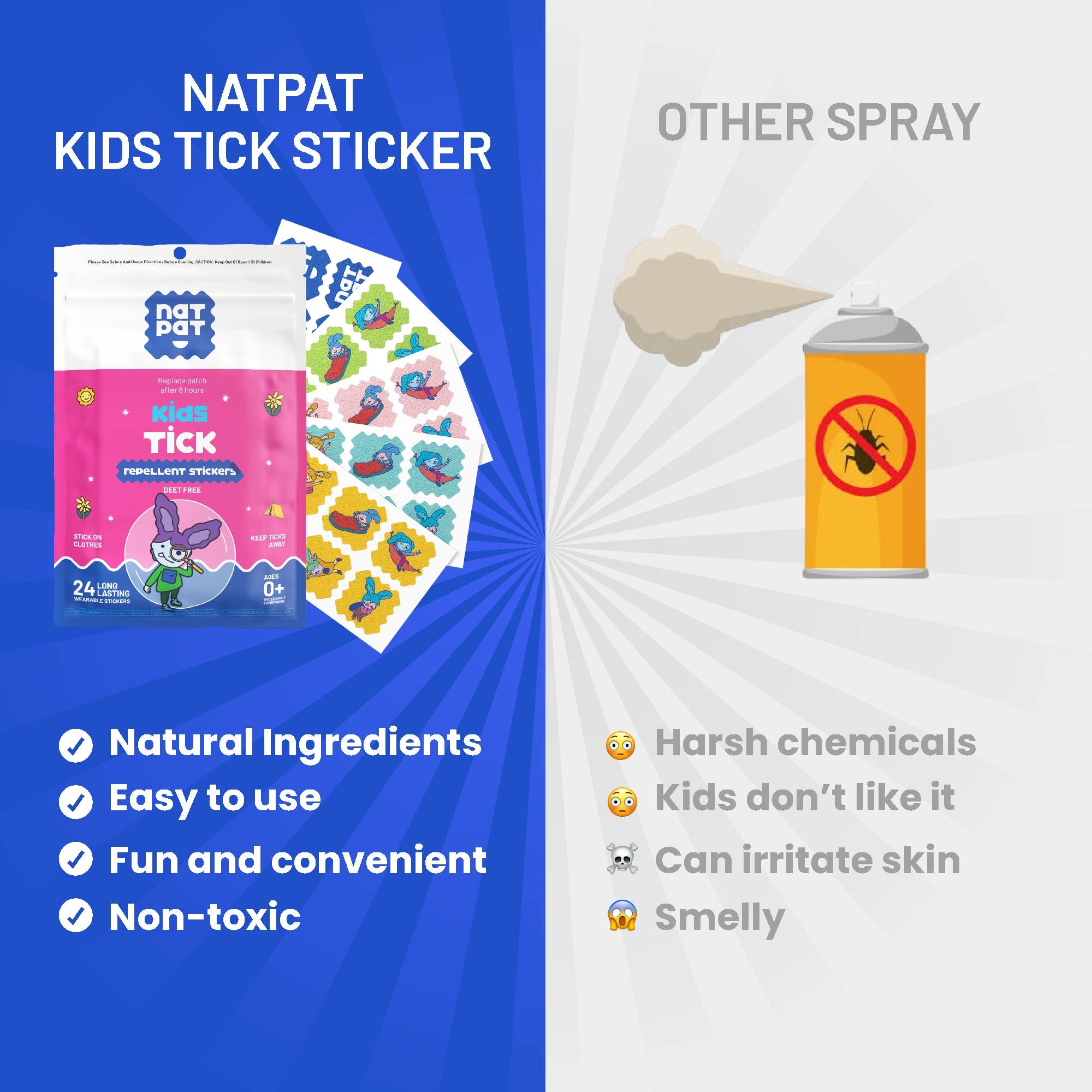 NATPAT Tick Repellent Stickers: Bug Patch, Safe for Kids