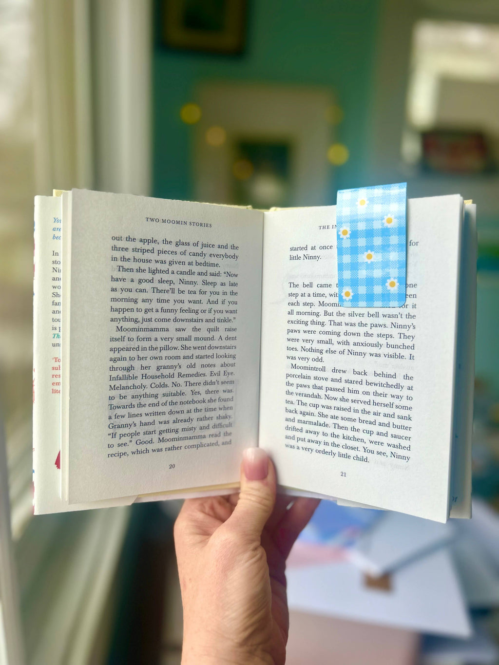 Blue Gingham Daisy Coquette Core Magnetic Bookmark