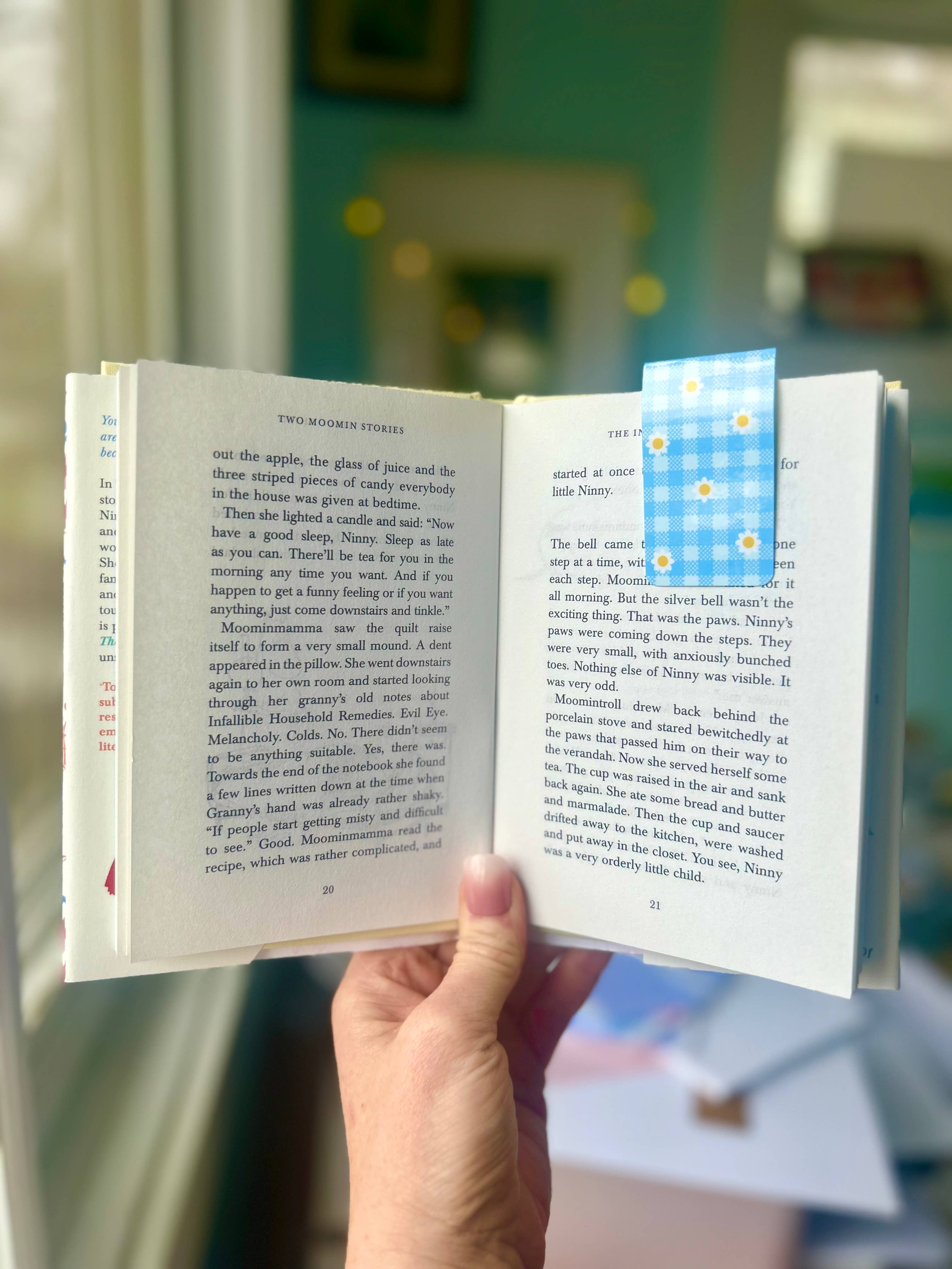 Blue Gingham Daisy Coquette Core Magnetic Bookmark