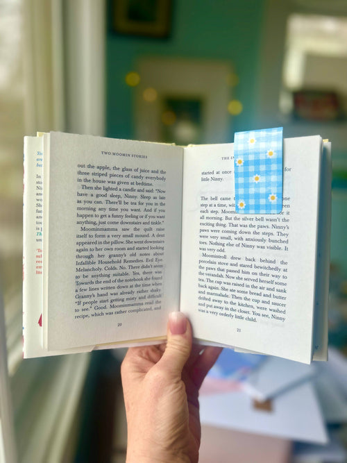 Blue Gingham Daisy Coquette Core Magnetic Bookmark