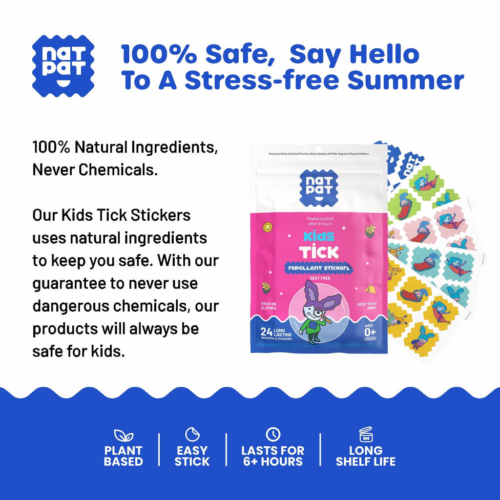 NATPAT Tick Repellent Stickers: Bug Patch, Safe for Kids