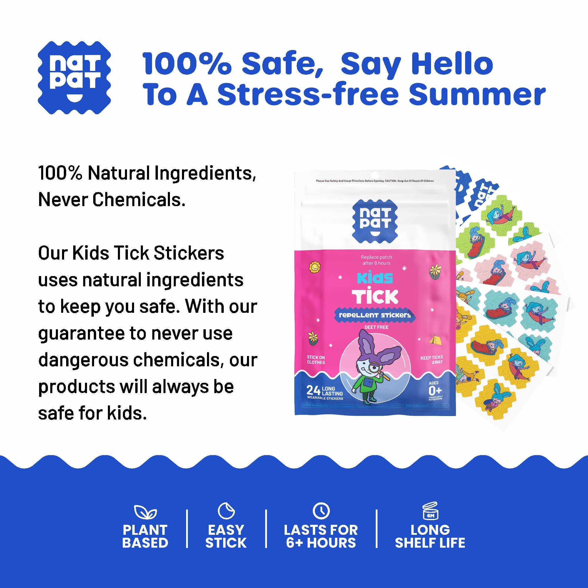 NATPAT Tick Repellent Stickers: Bug Patch, Safe for Kids