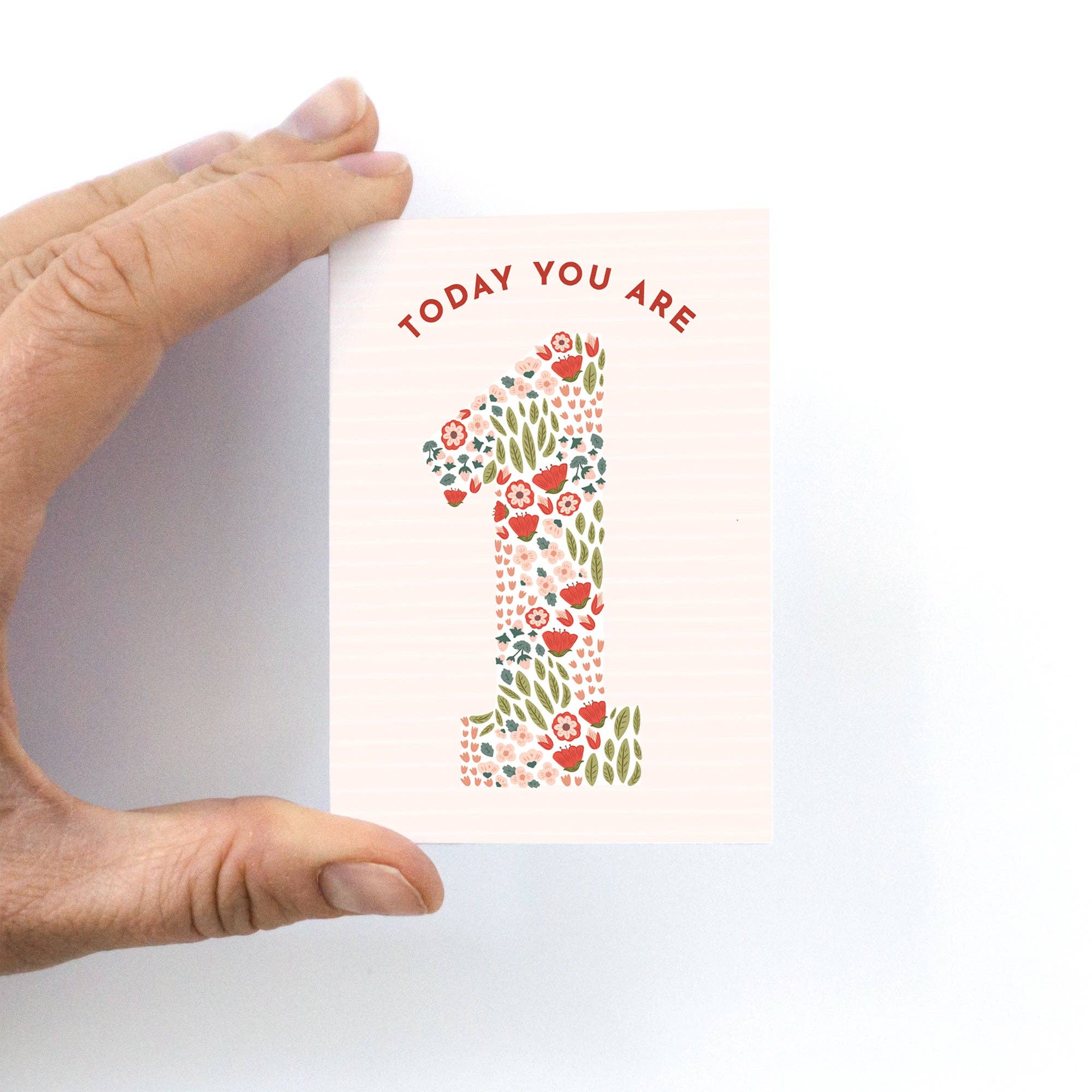 Girls Floral Mini Birthday Card: First Birthday