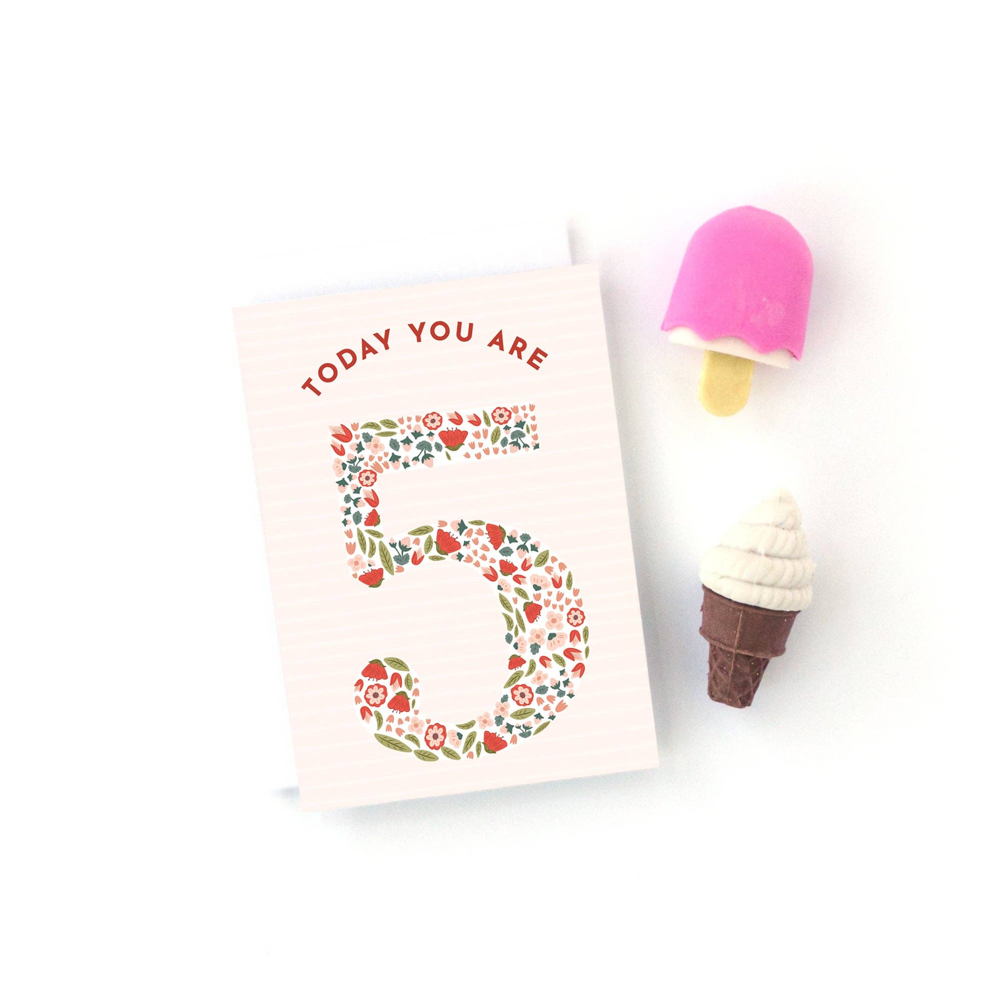 Girls Floral Mini Birthday Card: First Birthday