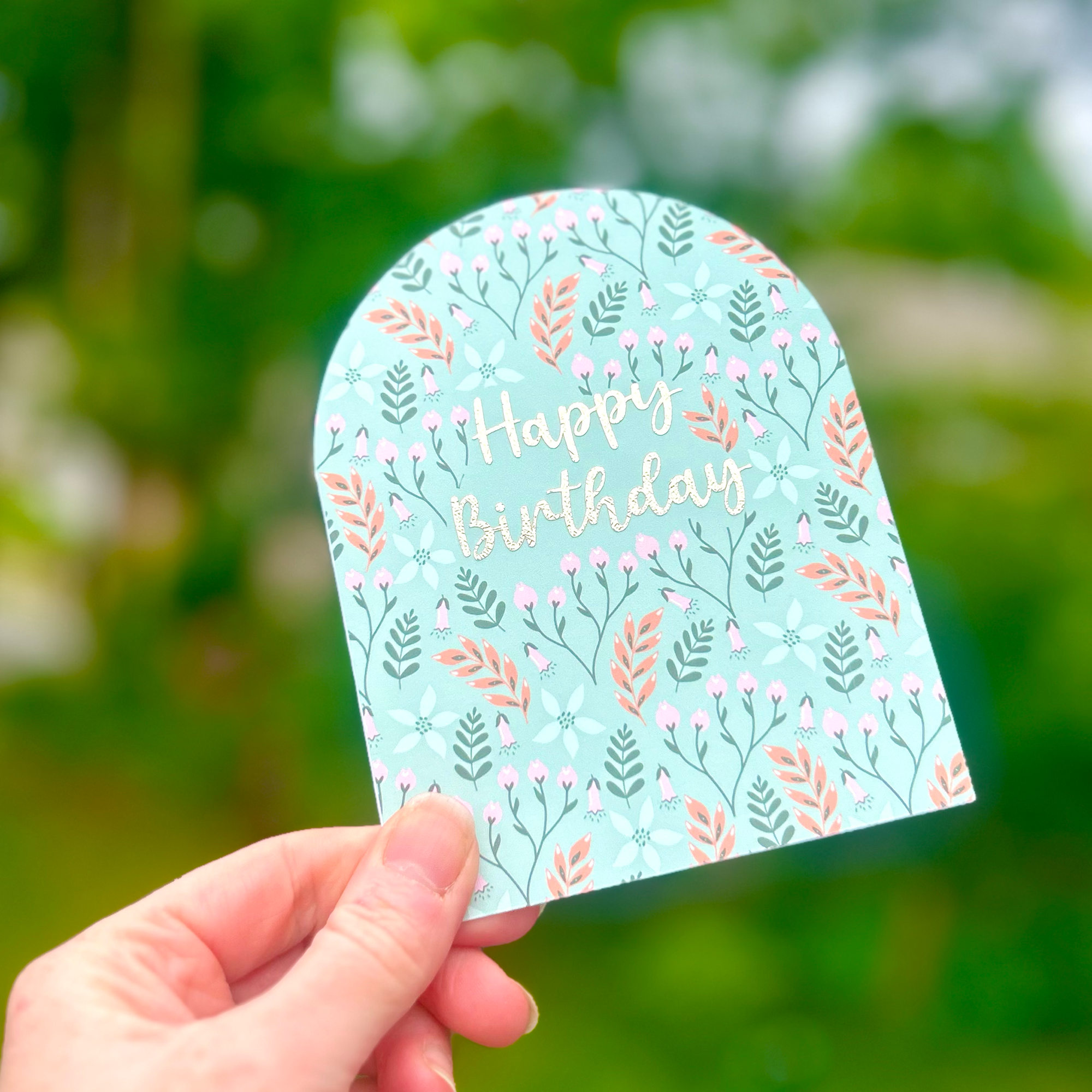 Luxury Gold Foil Flower Arched Birthday Card