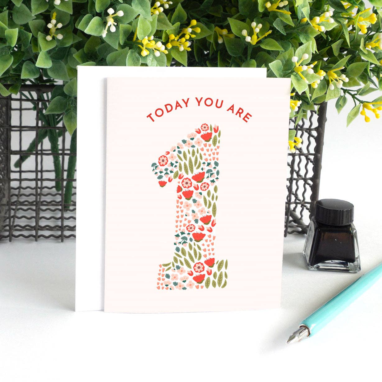 Floral First Birthday Card