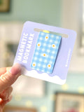 Blue Gingham Daisy Coquette Core Magnetic Bookmark