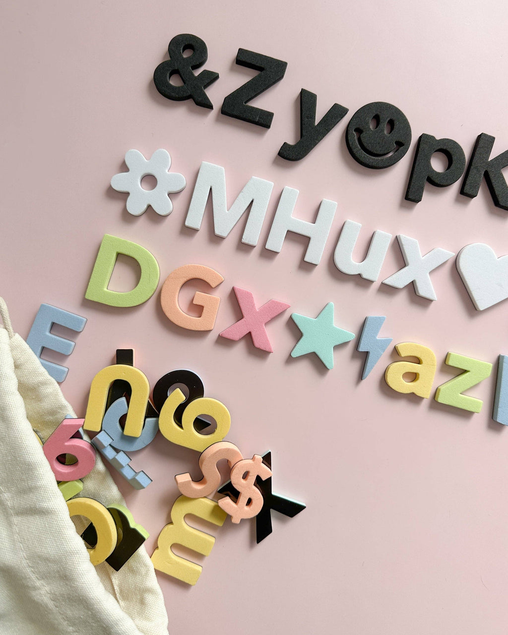 Soft Foam Magnetic Letters & Symbols 150pc Set: Pastel Rainbow
