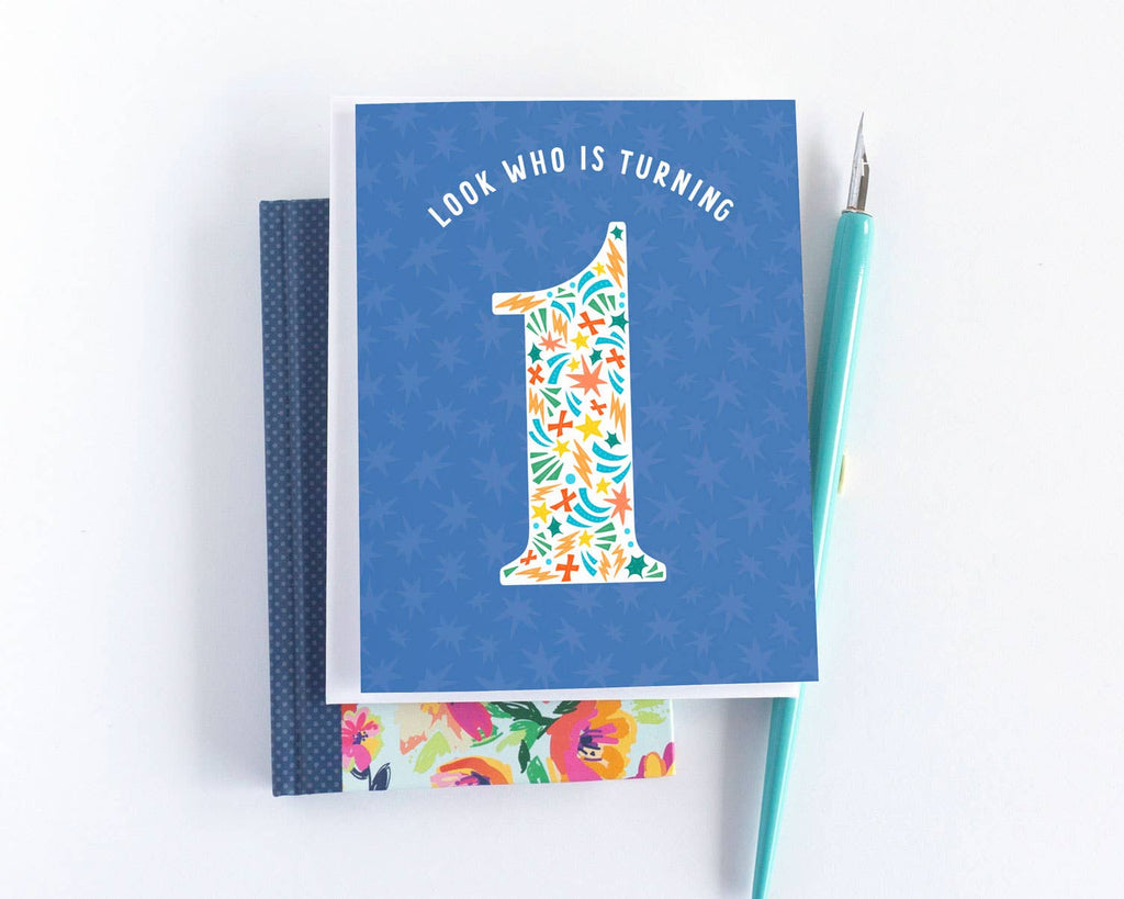 Look Who is Turning 1 First Birthday Card