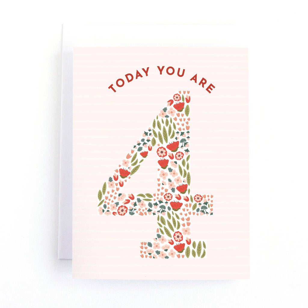 Floral Fourth Birthday Card