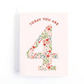 Floral Fourth Birthday Card
