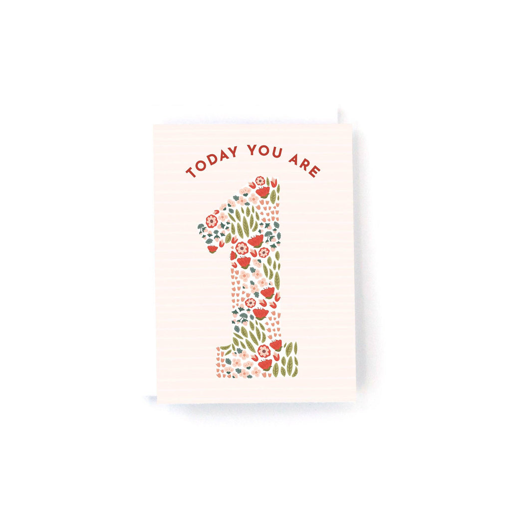 Girls Floral Mini Birthday Card: First Birthday