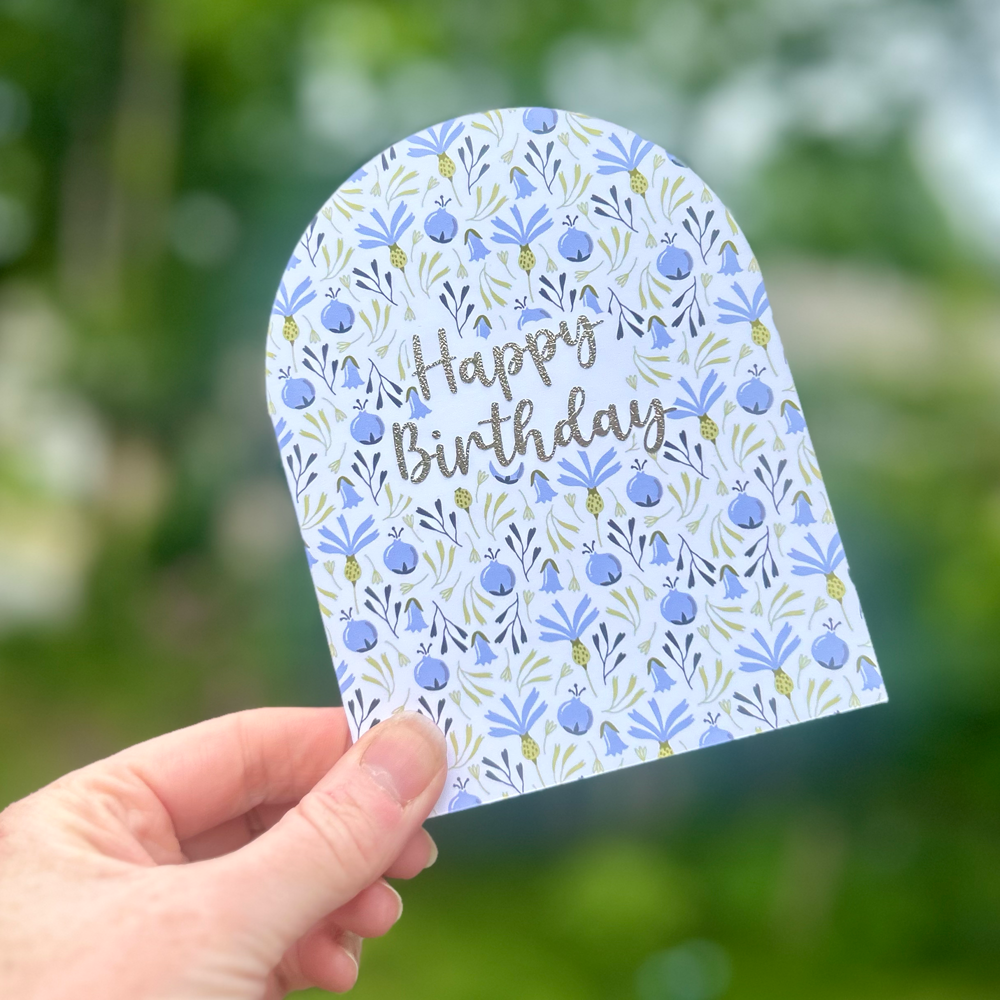 Luxury Gold Foil Flower Arched Birthday Card
