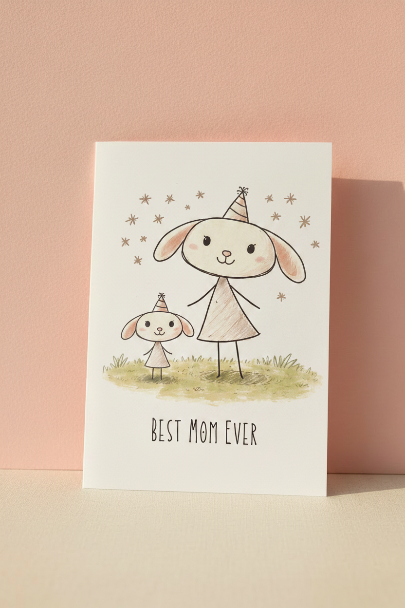 Best Mom Ever Card - Blush Pink Background
