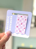 Pink Gingham Hearts Coquette Core Magnetic Bookmark