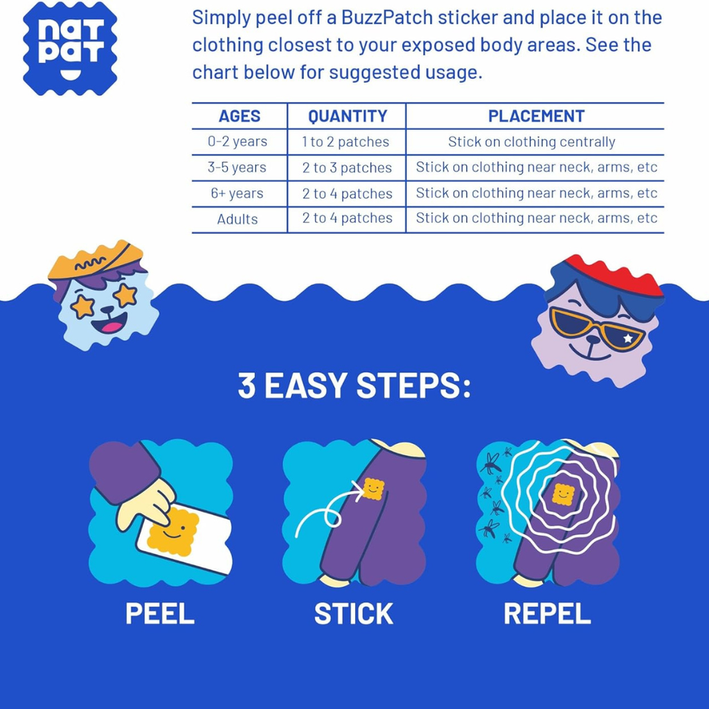NATPAT BuzzPatch: Mosquito Patches, Natural Insect Repellent